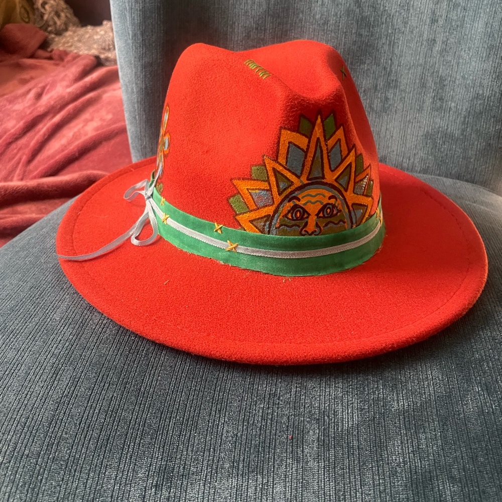 Custom Painted Unisex Fedora Hat with Southwestern design
